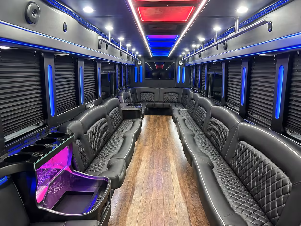 18 passenger party bus inside