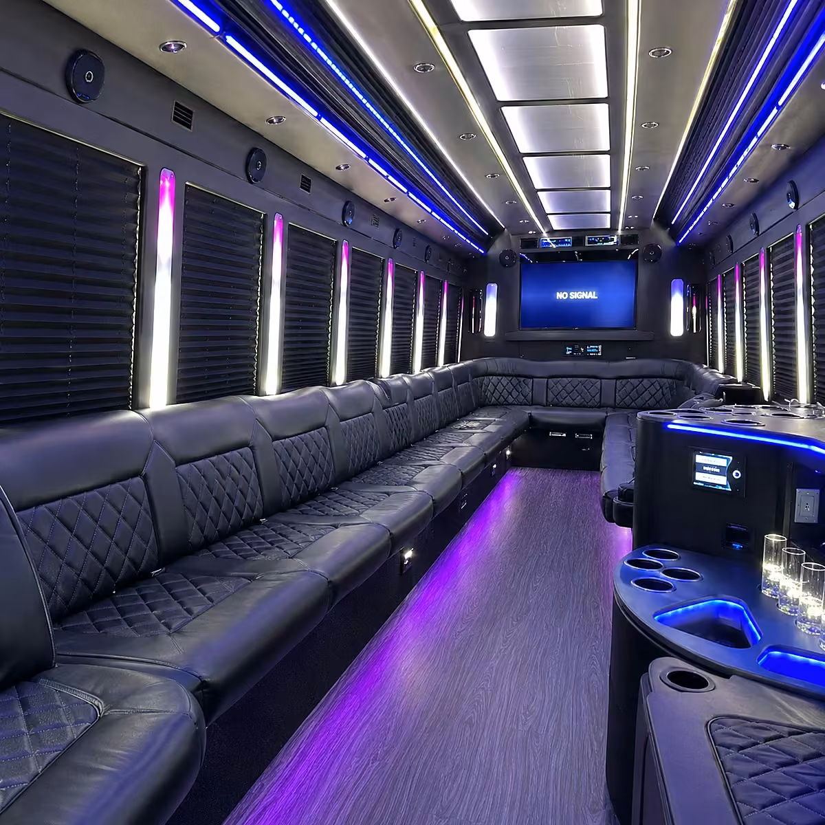 28 passenger party bus interior