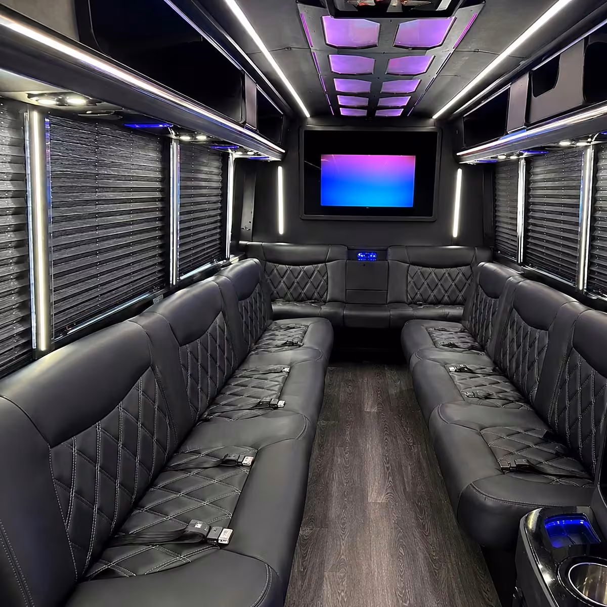 30 passenger party bus inside