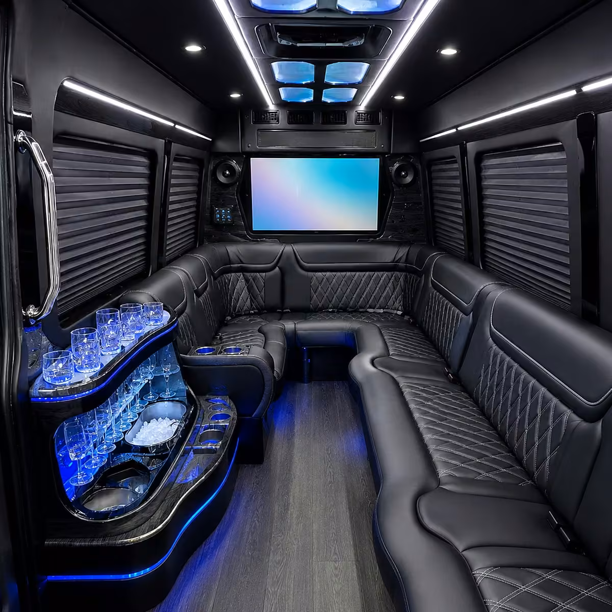 50 passenger party bus inside